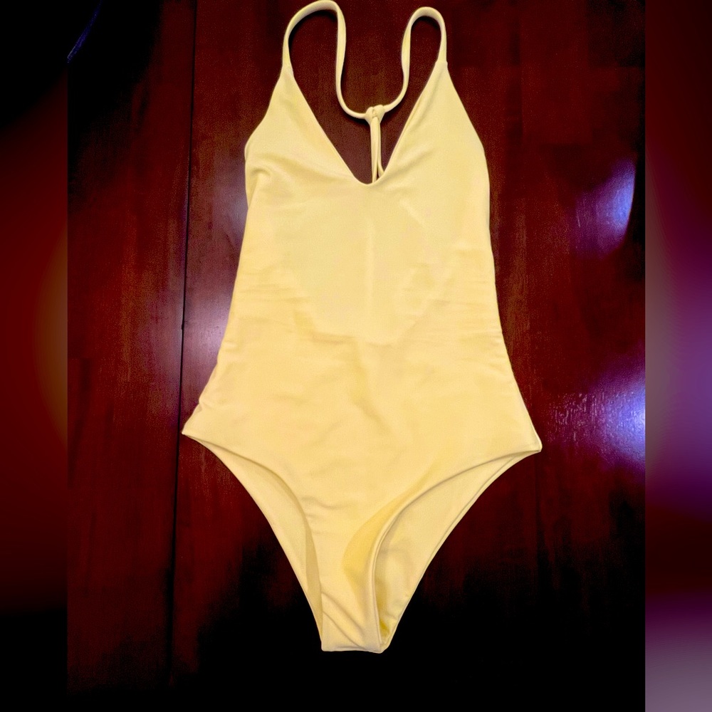 NWOT Jade All In One Piece Swimsuit Pale Yellow XS